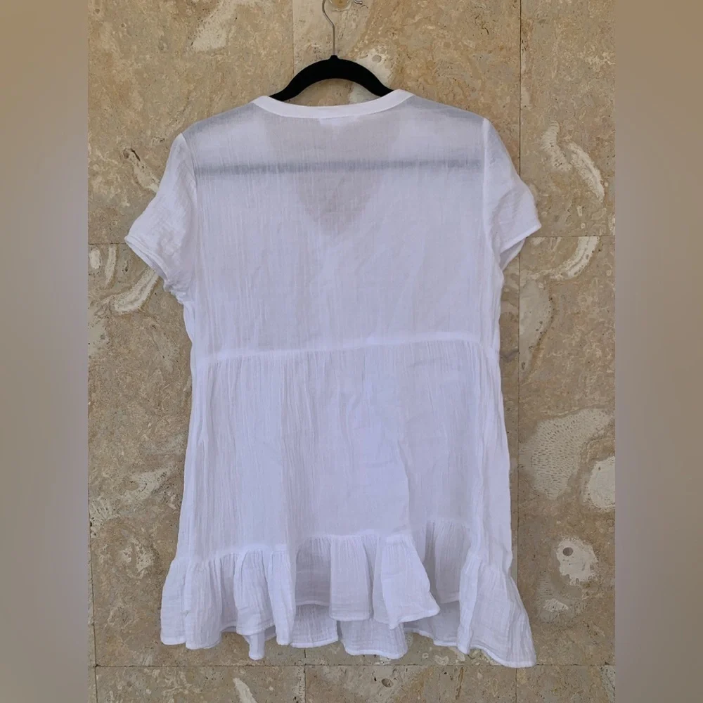 White V-Neck Short Sleeve Dress - Picture 5 of 10
